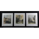 Downing, George Henry (1878 -1940). Set of three watercolours depicting rural scenes.Each