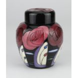 Moorcroft 'Bellahouston' Ginger Jar by Emma Bossons. Has a red dot. Boxed. Height measures 15cm.