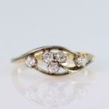 18ct yellow gold ring set with five round brilliant cut diamonds totalling approx. 0.15ct, finger