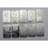 Ten (10) Silver 1oz rectangular ingots