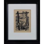 Brown, Anthony. Limited edition (no.1/25) Woodcut in black ink, titled "Gethsemane". Signed in