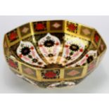 Royal Crown Derby Bone China Old Imari octagonal bowl (pattern no. 1128), makers marks to base,