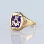 Gents 9ct Masonic swivel ring, size W, weight 4.4g