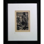 Brown, Anthony. Limited edition (no.13/50) Woodcut in black ink, titled "The Owl". Signed in