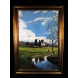 James Aldred. Oil on Canvas, titled March reflection. Signed 'JA 2004'. Measures approx 75cm x 50cm.