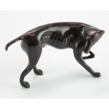 Bronze pair of greyhound / whippet dogs. The first 10cm tall with the other 9cm tall