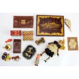 Collectables. A collection of approximately fifteen various items, including a Victorian red leather
