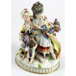Continental, Meissen style figural group. 19th century. Unmarked. Height measures