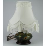 Moorcroft "Peacock Feather" Lamp. 1st Quality signed WM. By Rachel Bishop. With shade