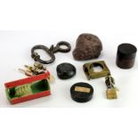 Collectables. A collection of approximately twelve various items, including a fossilised apple,