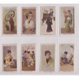 Cigarette cards, Wills, Japanese Series, 8 cards, Wills ref book, item no 23, pictures nos 9, 12,