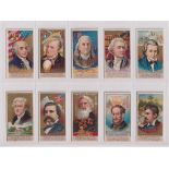Cigarette cards, USA, Duke's, Great Americans, (10 cards) John Adams, Fennimore Cooper, Franklin,