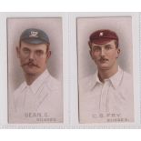 Cigarette cards, Wills, Cricketers 1896, two type cards, both Sussex, Bean G. & C.B. Fry (good) (2)