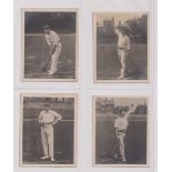 Trade cards, Queen's Midget Post Card Series, Cricket, 4 cards, Braund, Bosenquet, Hirst &