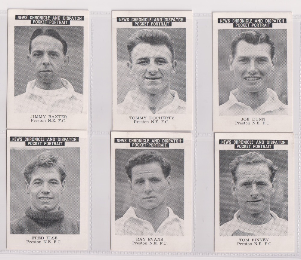 Trade cards, News Chronicle, Footballers, Preston North End, two sets with different printings,