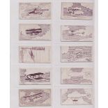 Cigarette cards, Finlay's, World's Aircraft (set, 30 cards) (7 with central horizontal crease,