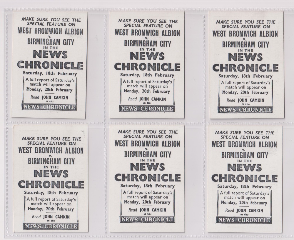 Trade cards, News Chronicle, Footballers, Birmingham City, two different printings, one with back - Image 4 of 8