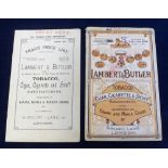 Tobacco advertising, Lambert & Butler, 2 Company Price Lists for Oct 1910 & Aug 1929 (gd)
