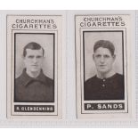 Cigarette cards, Churchman's, Footballers (Brown), two cards, nos 40 P. Sands Woolwich Arsenal &