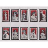 Cigarette cards, Canada, Dominion Tobacco Co, Photos (Actresses, Plum background), 67 cards (fair/