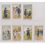 Trade cards, Maynard's, Girl Guide Series, 7 cards, Bathing, Child Nursing, Cycling, Flag