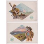 Trade cards, USA, Clark's Spool Cotton, Industrial Series, four cards, 'XL' size, Fisherman of the