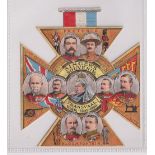 Trade card, Singer, Transvaal War souvenir, shaped as Victoria Cross, Queen Victoria to centre