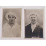 Cigarette cards, Phillips, Cricketers, Premium size, (153 x 111mm), Glamorgan, 3 cards, nos 178c