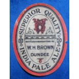 Beer label, W H Brown, Dundee, India Pale Ale, vertical oval, 85mm high (edge damage right hand