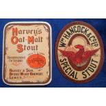 Beer labels, Harvey & Son, Lewes, Oat-Malt Stout, rectangle with rounded corners, (gd) sold with W