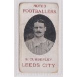 Cigarette card, Spiro Valleri & Co, Noted Footballers, scarce type card, S. Cubberley, Leeds City (