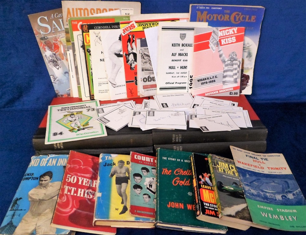 Sport, a mixed selection of items mostly 1950's onwards inc. approx. 80 cricket signatures on