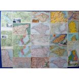 Postcards, Maps, a collection of 23 mainly UK map cards inc. Southampton, Bristol, Kent, Scotland,