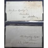 Stamps, album containing a selection of Pre-Stamp Postmarked envelopes from 1830's and 1840's (26