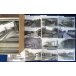 Postcards, Rail, a box of approx. 370 photos and a few postcards of UK railway station, internal and