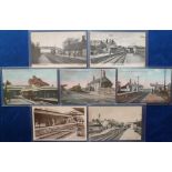 Postcards, Sussex, a good selection of 7 printed cards of Sussex stations inc. interior views of