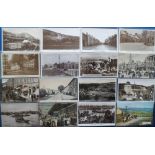 Postcards, a collection of 37 cards from Wales with RP's of Ystalyfera Tin Plate Works, Tennis