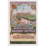 Postcard, North Eastern Railway poster advert No.16 Hotels (vg)
