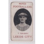 Cigarette card, Spiro Valleri & Co, Noted Footballers, scarce type card, T. Naisby, Leeds City (