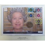 Stamps, collection of GB coin first day covers housed in a Royal Mail Universal album with slipcase.