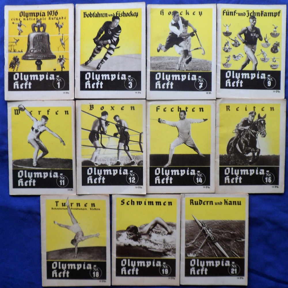 Olympics, Berlin, 1936, a collection of 11 small format guide books, mostly 32 pages & issued for