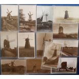 Postcards, Sussex, a selection of 13 RP's of Sussex Windmills at Rye, Friston, Rottingdean, Patcham,