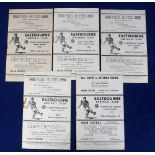 Football programmes, Eastbourne, 5 home programmes 1950/51 & 1951/52 for matches v Tilbury 50/51,
