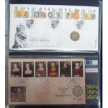 Stamps, presentation pack album containing a selection of Philatelic Numismatic Covers to include
