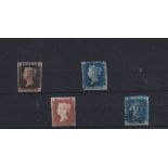 Stamps, GB QV 1d Black QJ, 4 margins very fine used with a light red MX cancel, 2d Blue II, 3