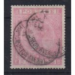 Stamps, GB QV surface printed 5/- Rose with large anchor watermark. Very well centred and in fine
