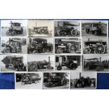 Photographs, Traction engines, a collection of 15 postcard size b/w photos all showing traction