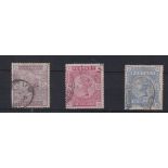 Stamps, GB QV surface printed 1883 High Values 2/6 Lilac, 5/- Rose and 10/- Ultramarine, very fine