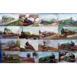 Postcards, a mixed age selection of approx. 79 Railway locomotives all illustrated cards printed