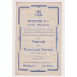 Football programme, Everton v Tranmere Rovers 8 April 1946 London Senior Cup s/f, 4 pages (gd)
